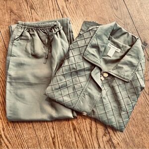 Vintage Mureli Women's 100% Silk Track Suit 2-Piece Jacket and Pants Size S/M